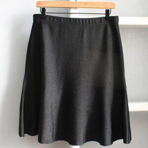 St. John Women's Black Caviar Shimmer Wool Blend Knit A-Line Skirt Size 10 NWT